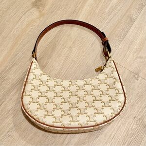 Celine Ava Bag in Driomphe Canvas and Calfskin White